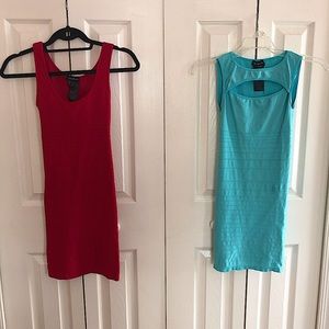 TWO Bebe Ribbed Bodycon Mini Dresses (Bundle)